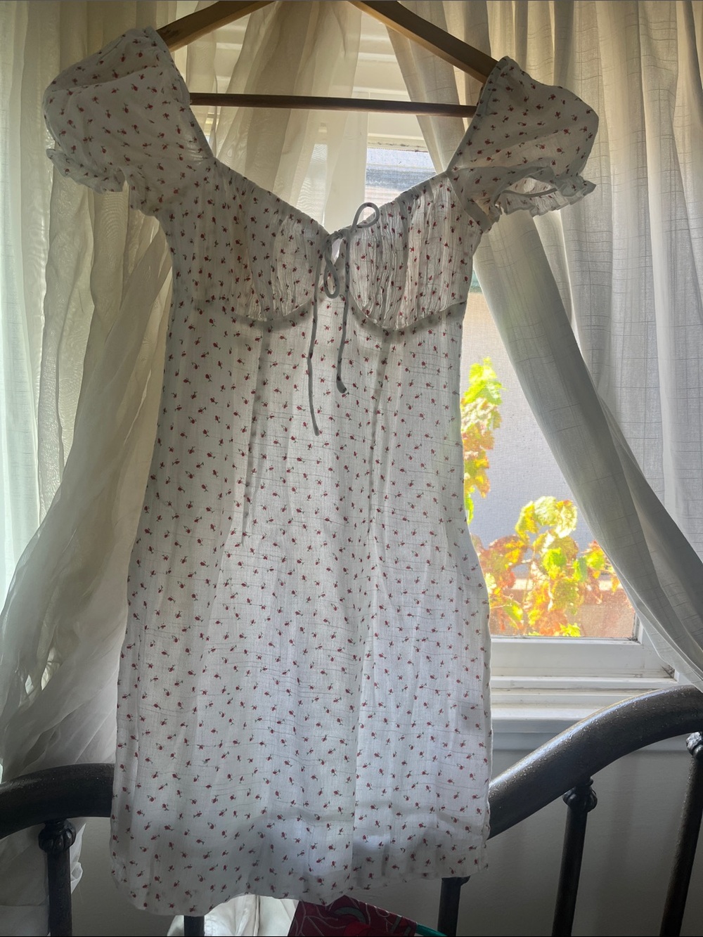 Princess Polly White Mini Dress with Red Floral Print